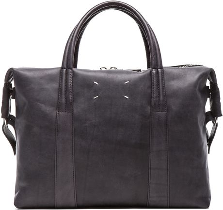 Maison Margiela Leather Duffle Bag in Black for Men | Lyst