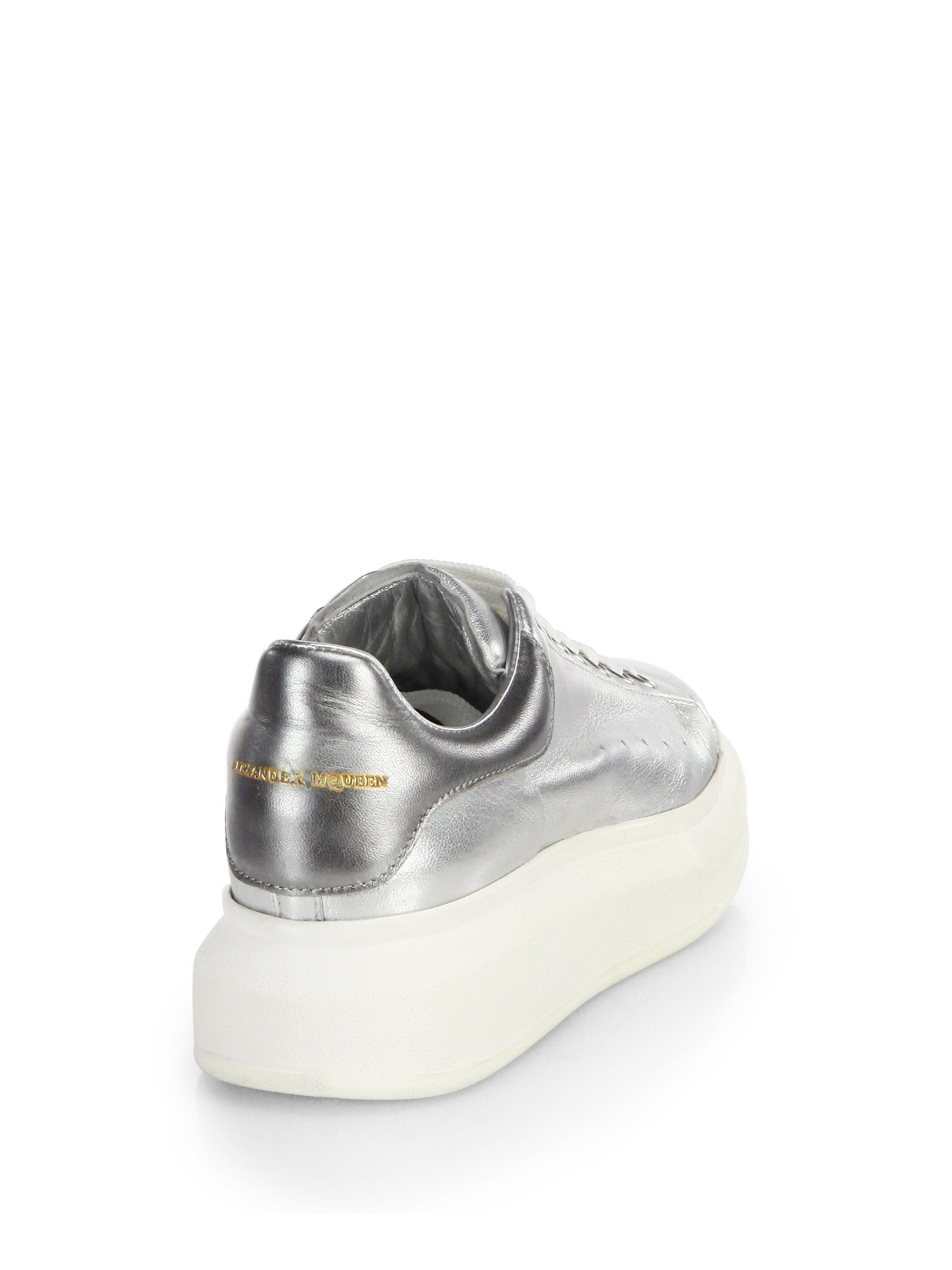 alexander mcqueen women's iridescent leather platform sneakers