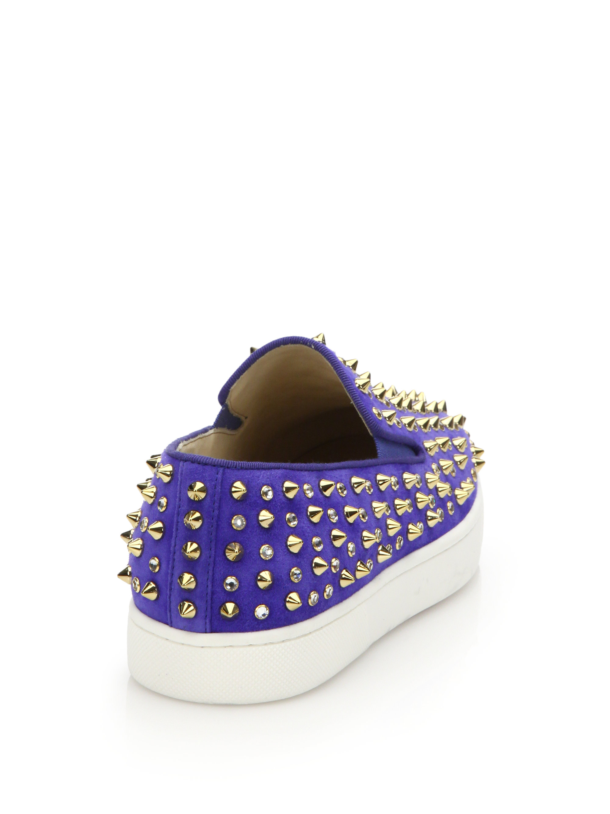 louboutin shoes prices - Christian louboutin Roller Flat Studded Suede Slip-on Sneakers in ...