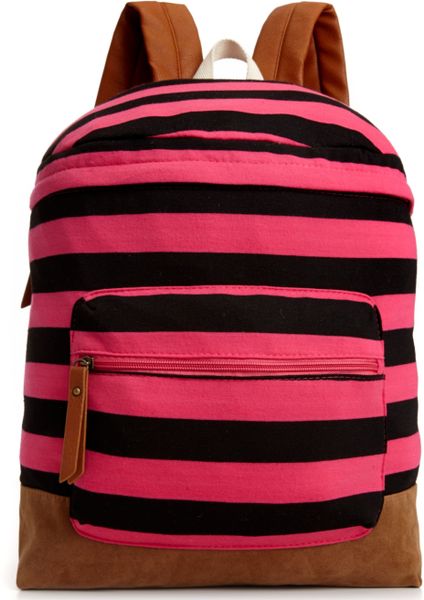 Madden Girl Pink and Black Stripe Backpack in Pink (Pink and Black ...