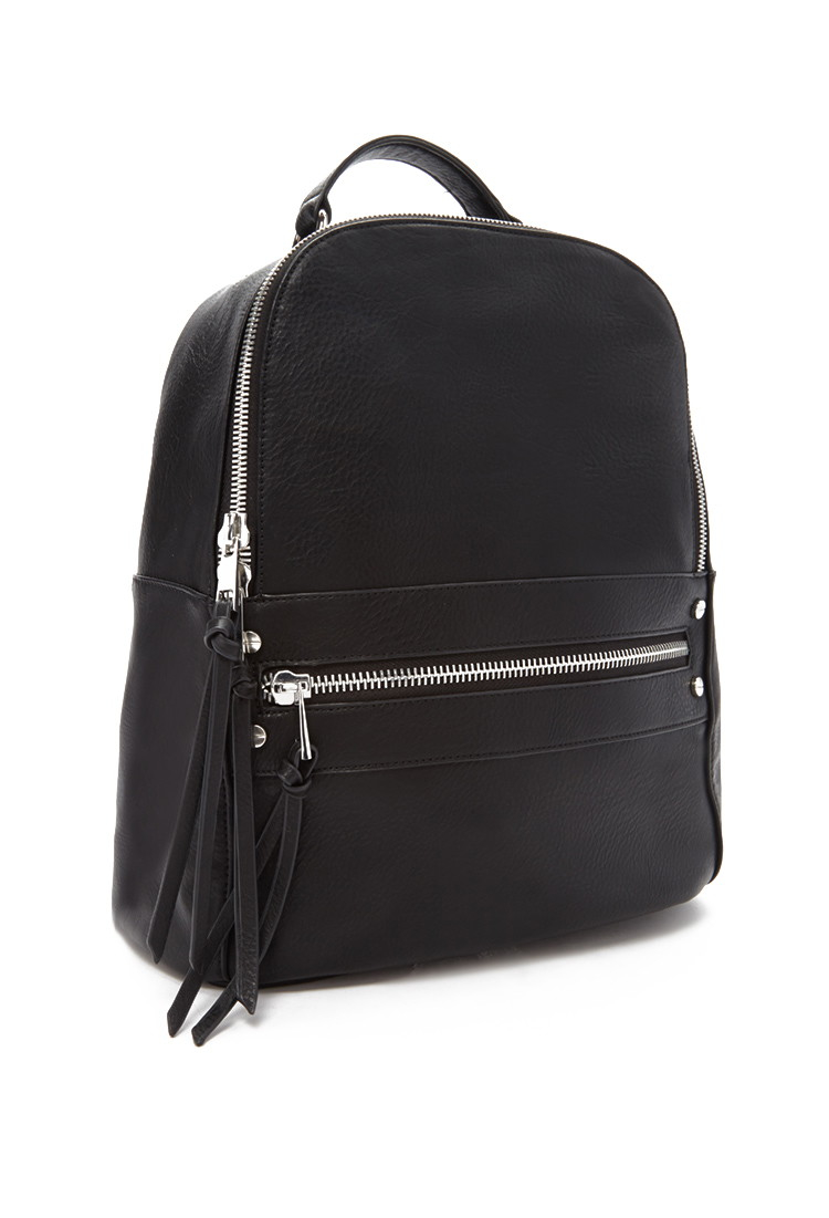 Lyst - Forever 21 Faux Leather Backpack in Black