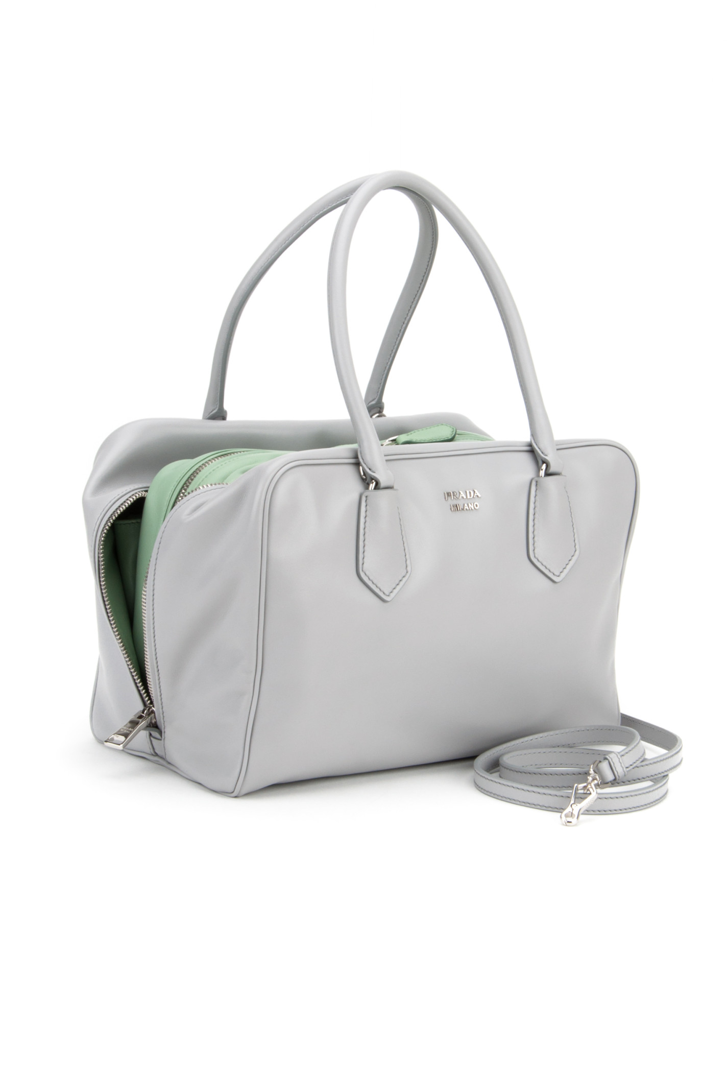 Prada Soft Calf Bag in Silver (GRANITO+AC) | Lyst