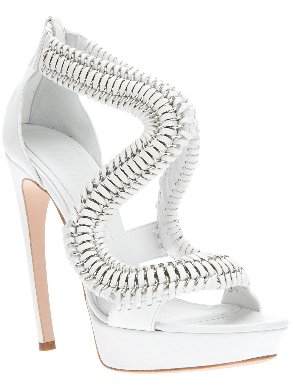 Alexander McQueen Chain High Heel Sandals in White - Lyst