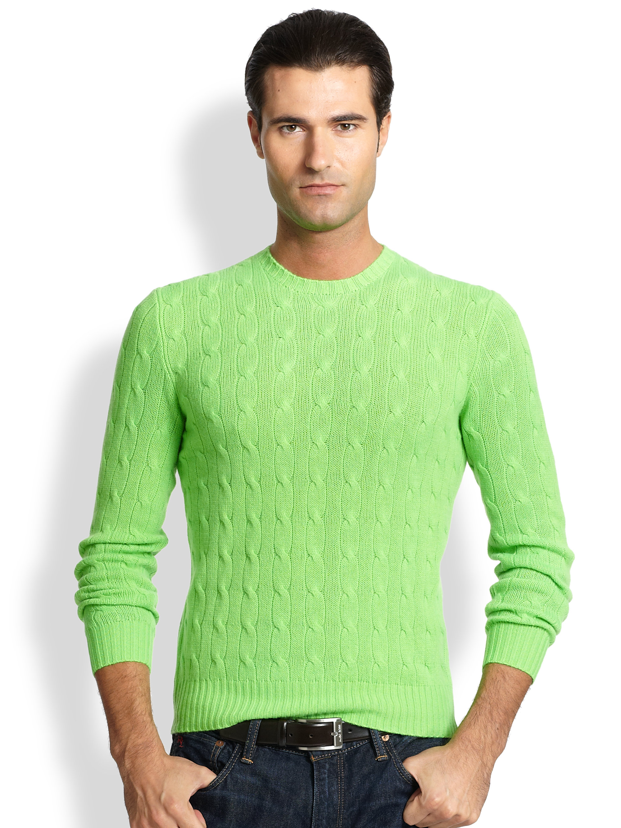 Lyst - Polo Ralph Lauren Cable-knit Cashmere Sweater in Green for Men