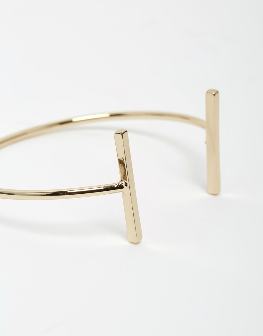 Lyst Oasis T Bar Open Cuff Bracelet In Metallic