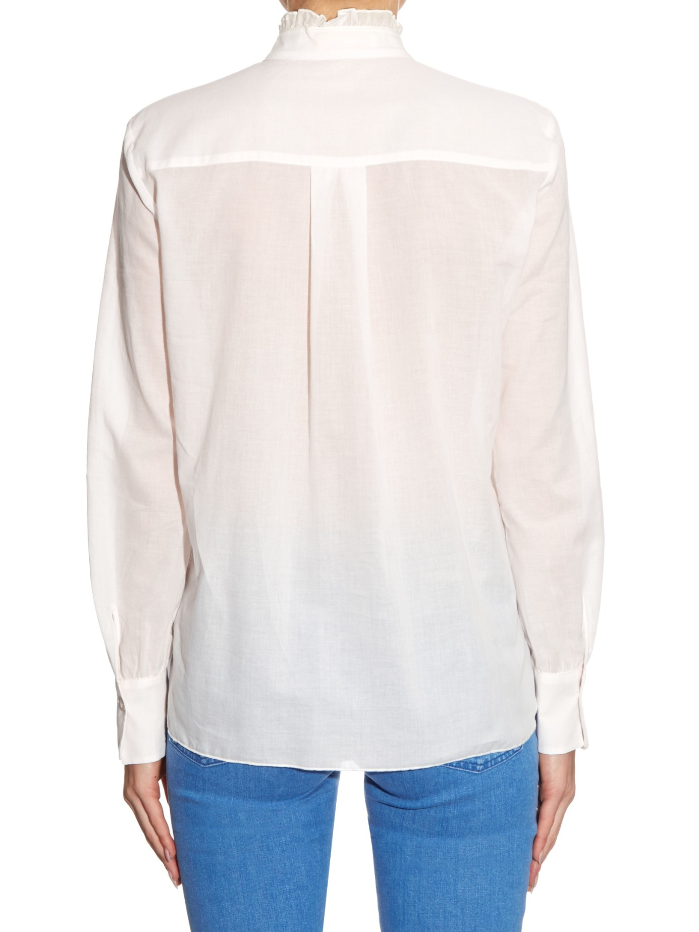 Lyst - See By Chloé High-neck Ruffle-trimmed Blouse in White