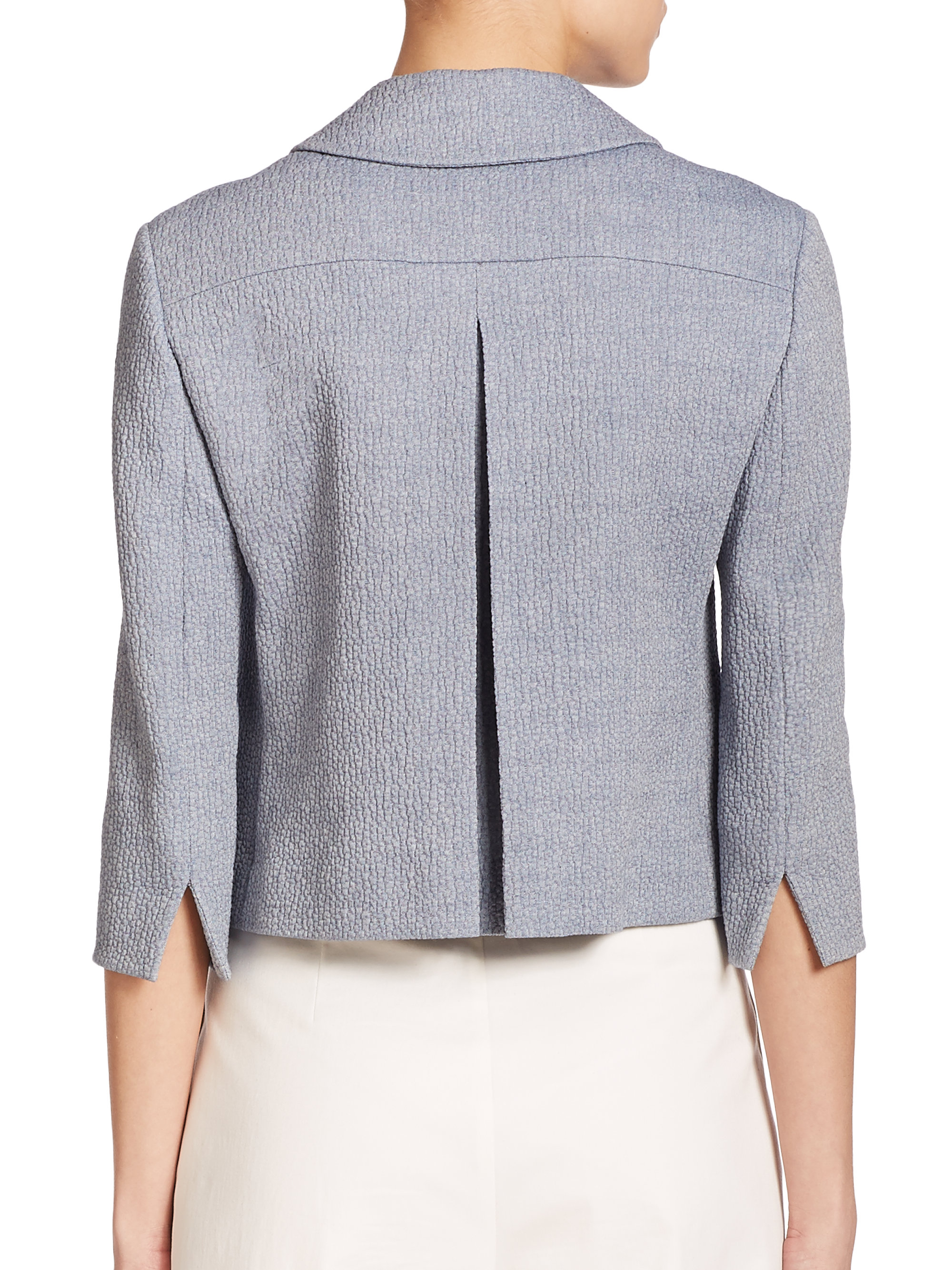 Lyst Akris Punto Zipfront Inverted Backpleat Jacket in Blue