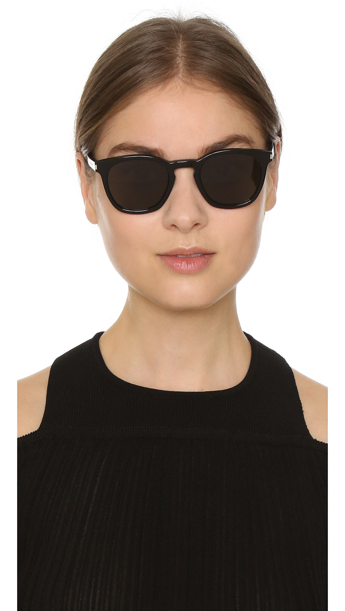 Saint laurent Sl 28 Mineral Glass Sunglasses in Black | Lyst