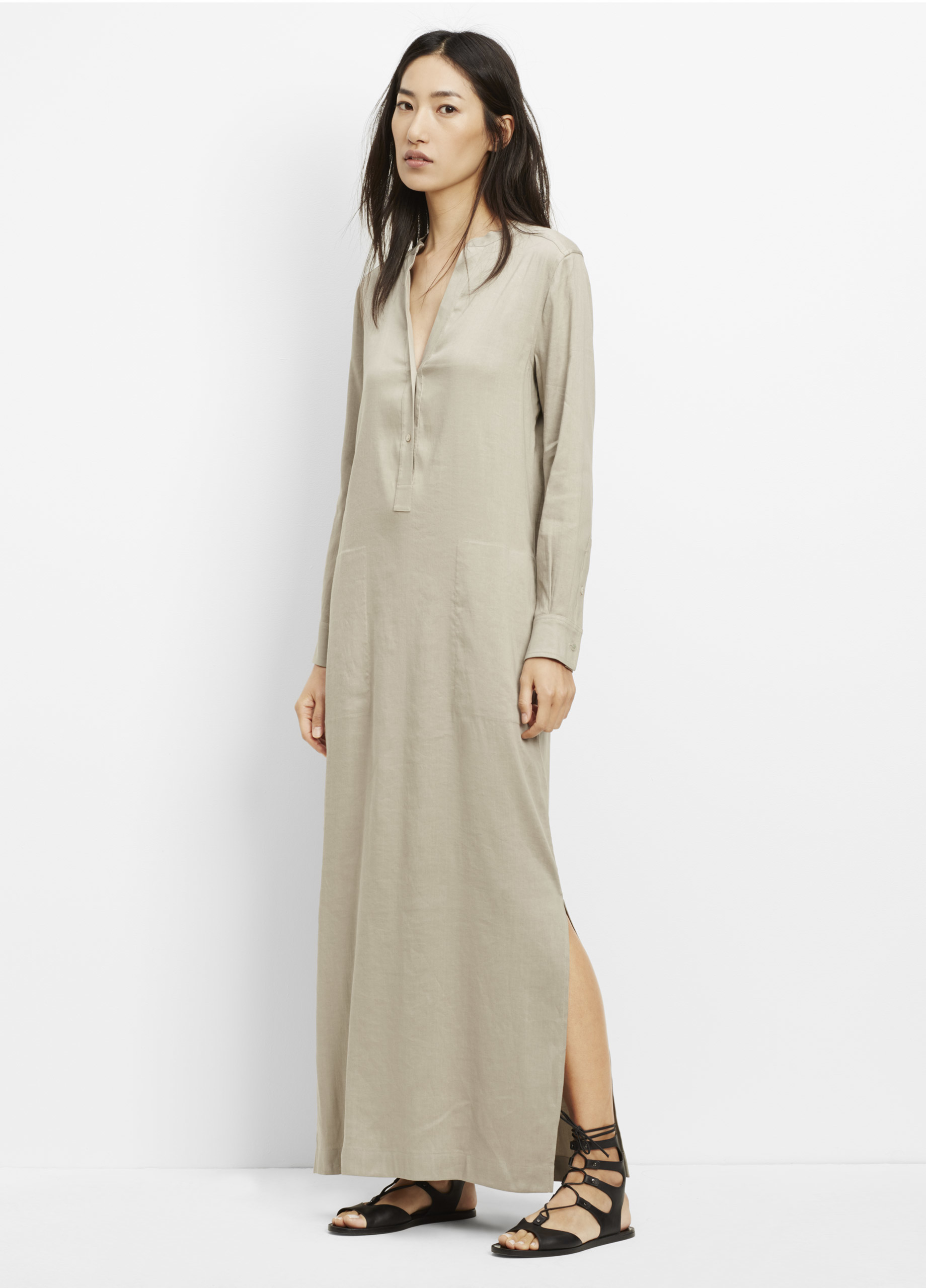 long sleeve linen maxi dress