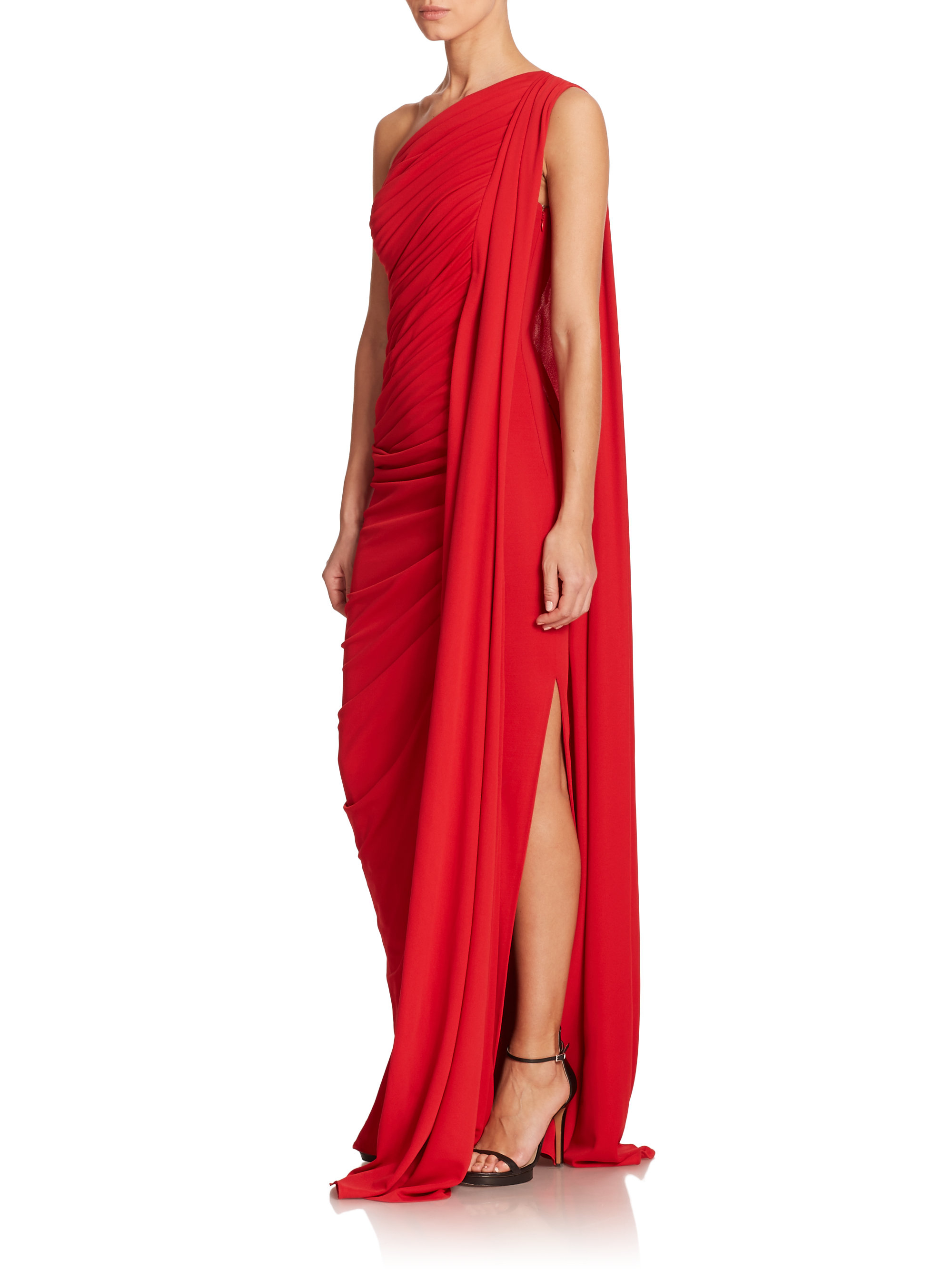 Lyst - Michael Kors One-shoulder Jersey Gown in Red