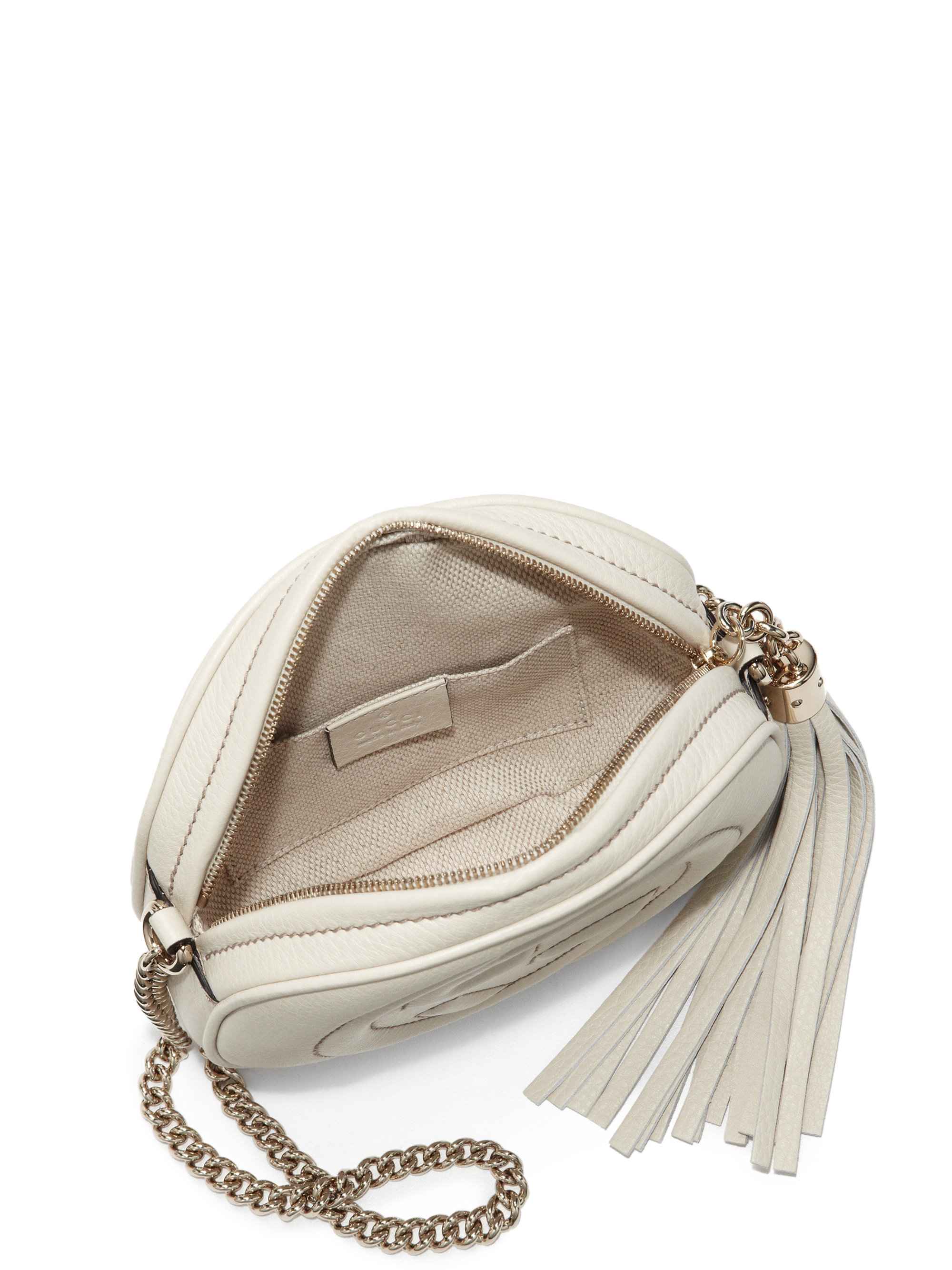 Gucci Soho Leather Mini Chain Bag in White | Lyst