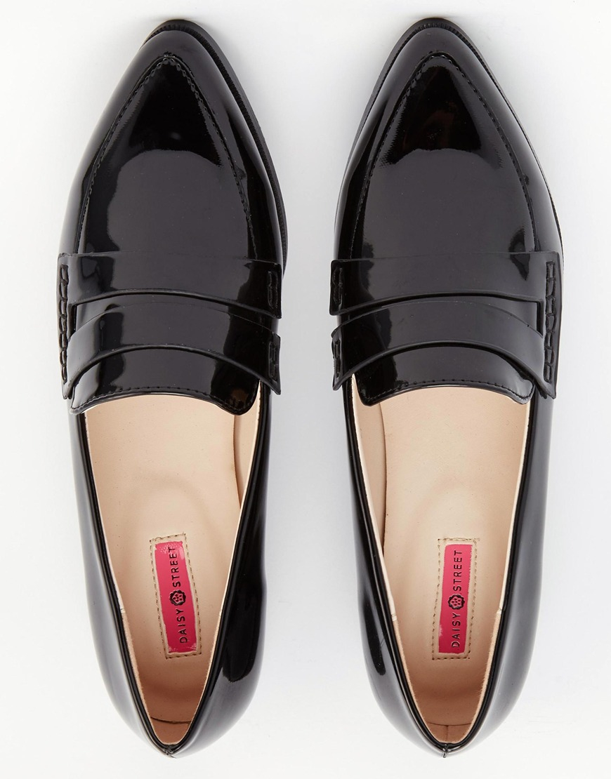 black leather loafer flats