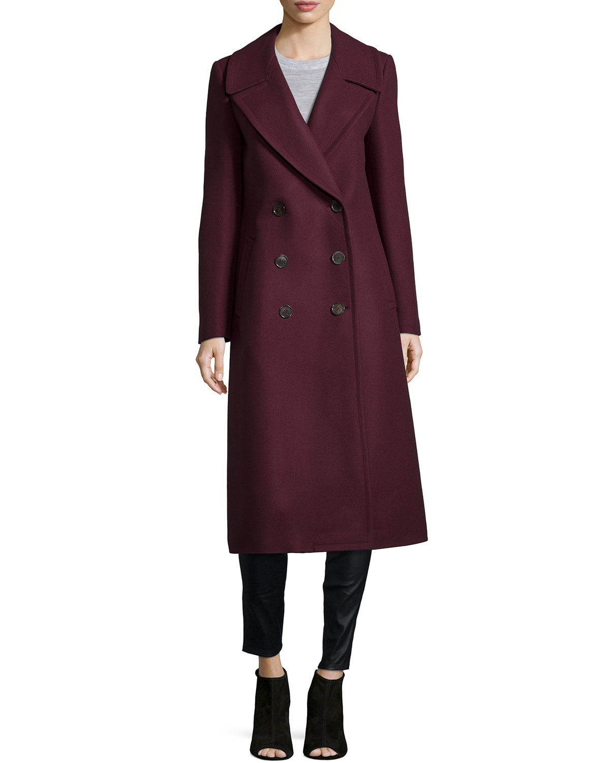 Lyst - Michael kors Melton Double-breasted Long Coat in Red for Men