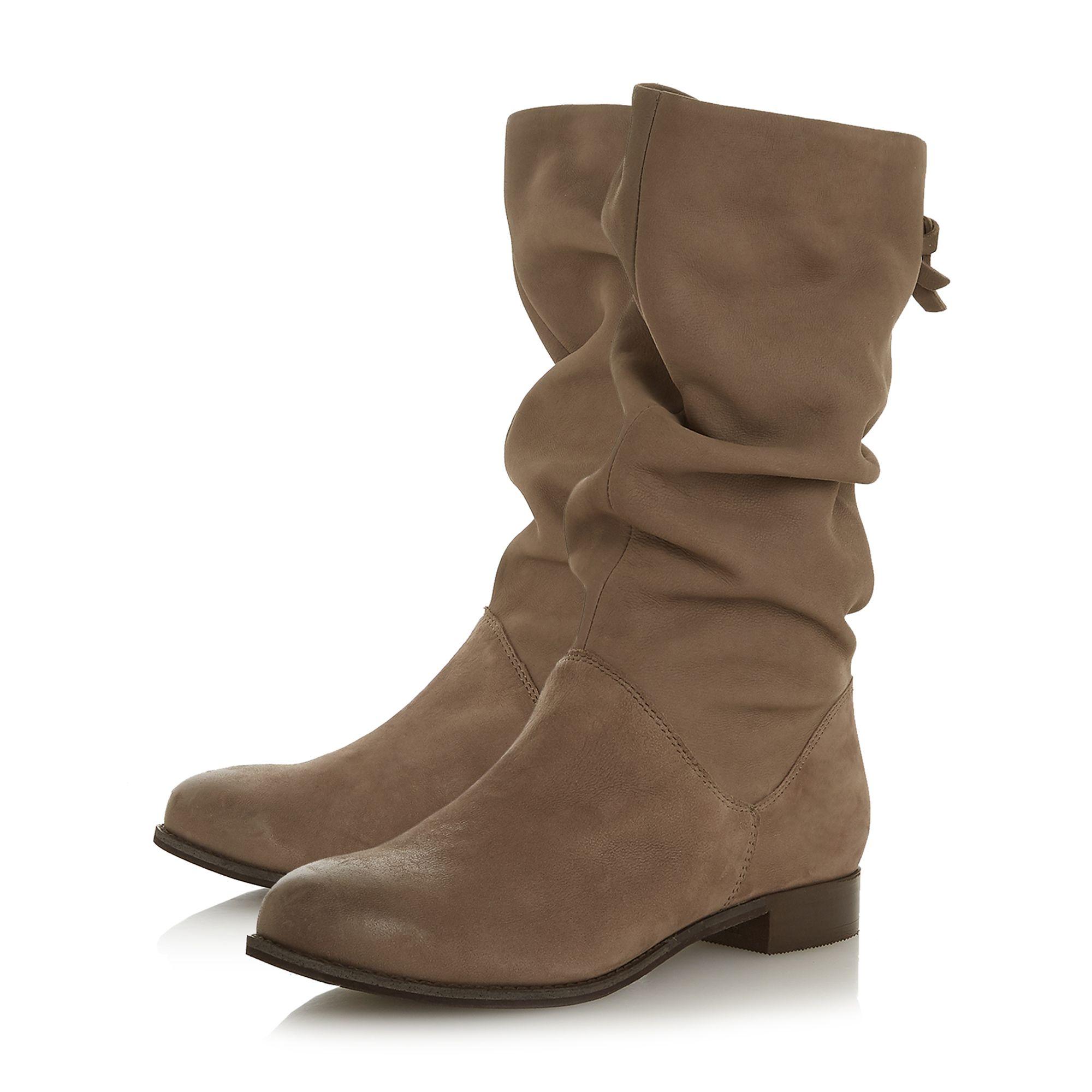 Dune Leather 'wf Rosalindd' Block Heel Wide Fit Calf Boots in Taupe ...