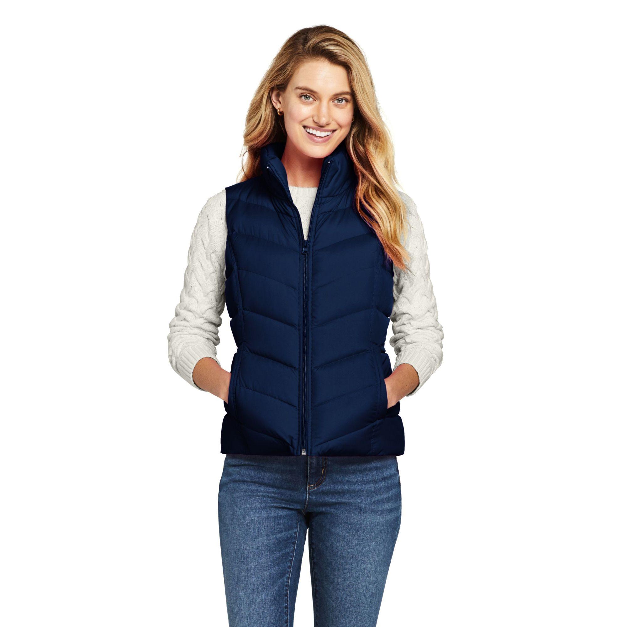 Lands' End Blue Down Gilet - Lyst