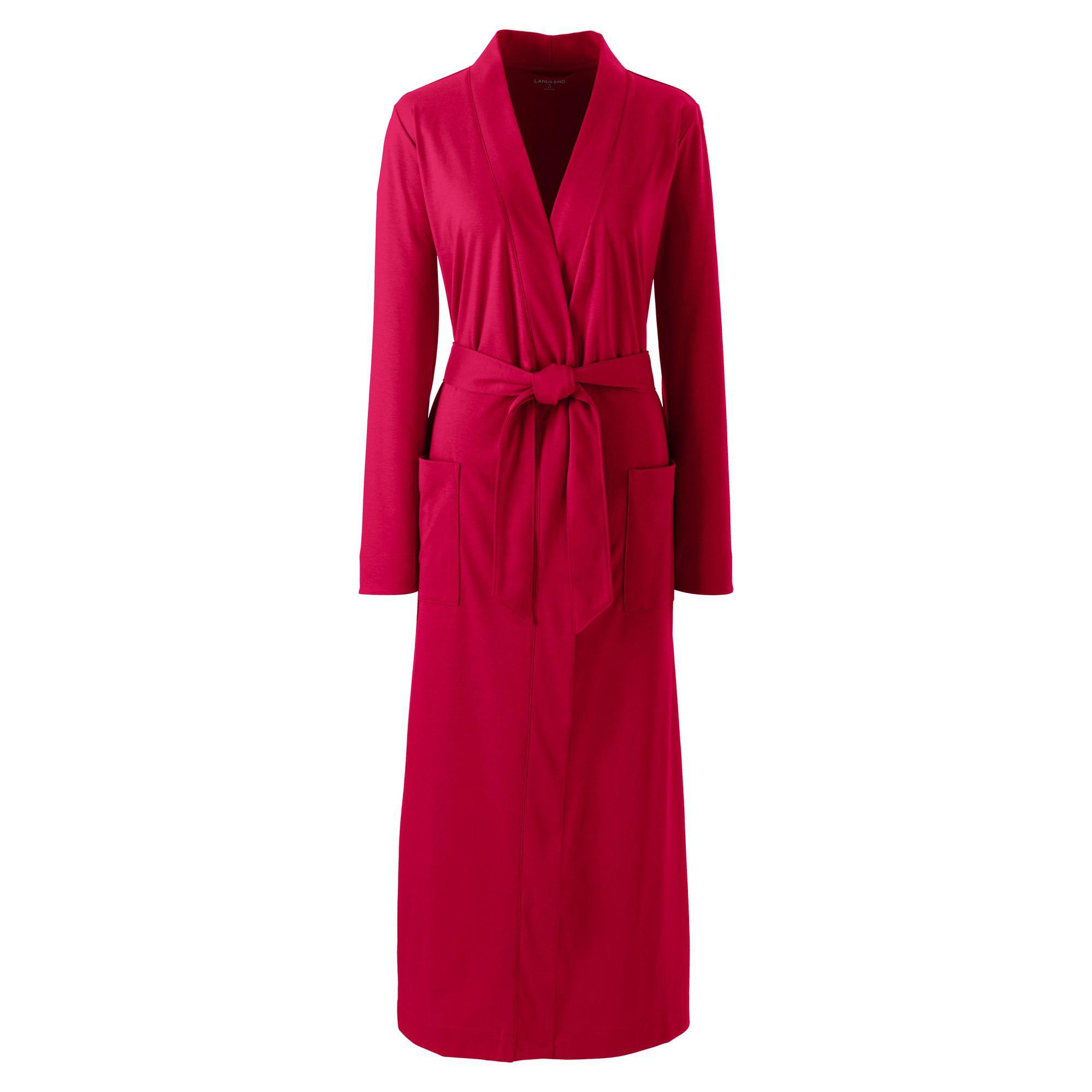 Lands' End Red Supima Dressing Gown - Lyst
