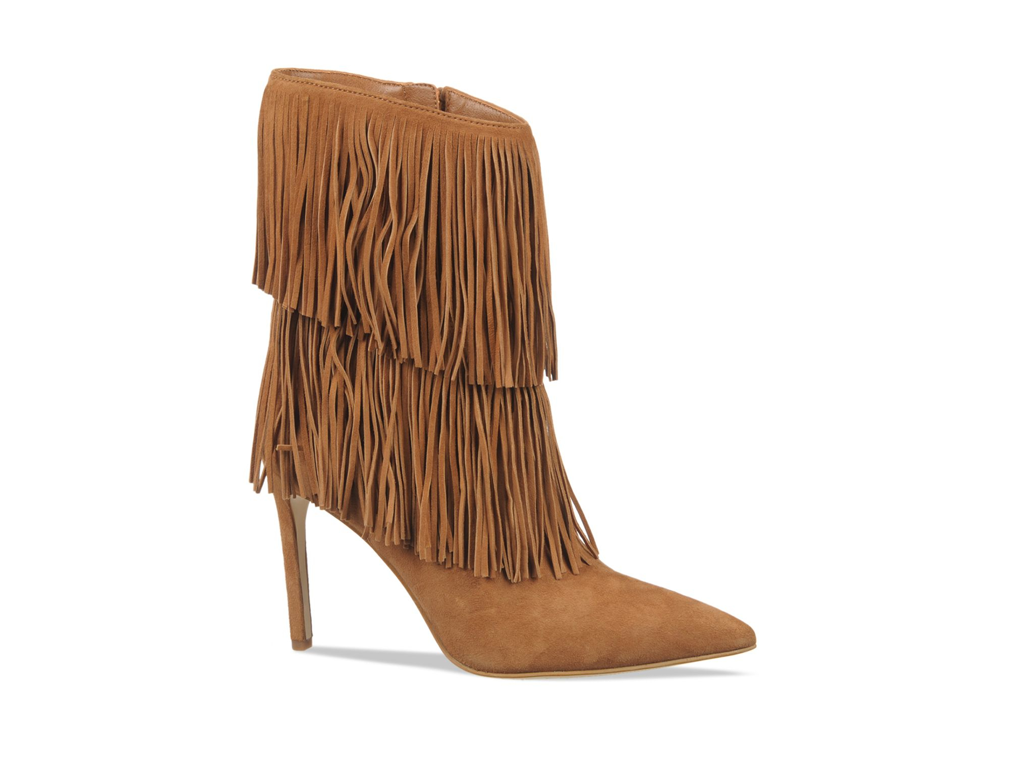 high heel fringe boots