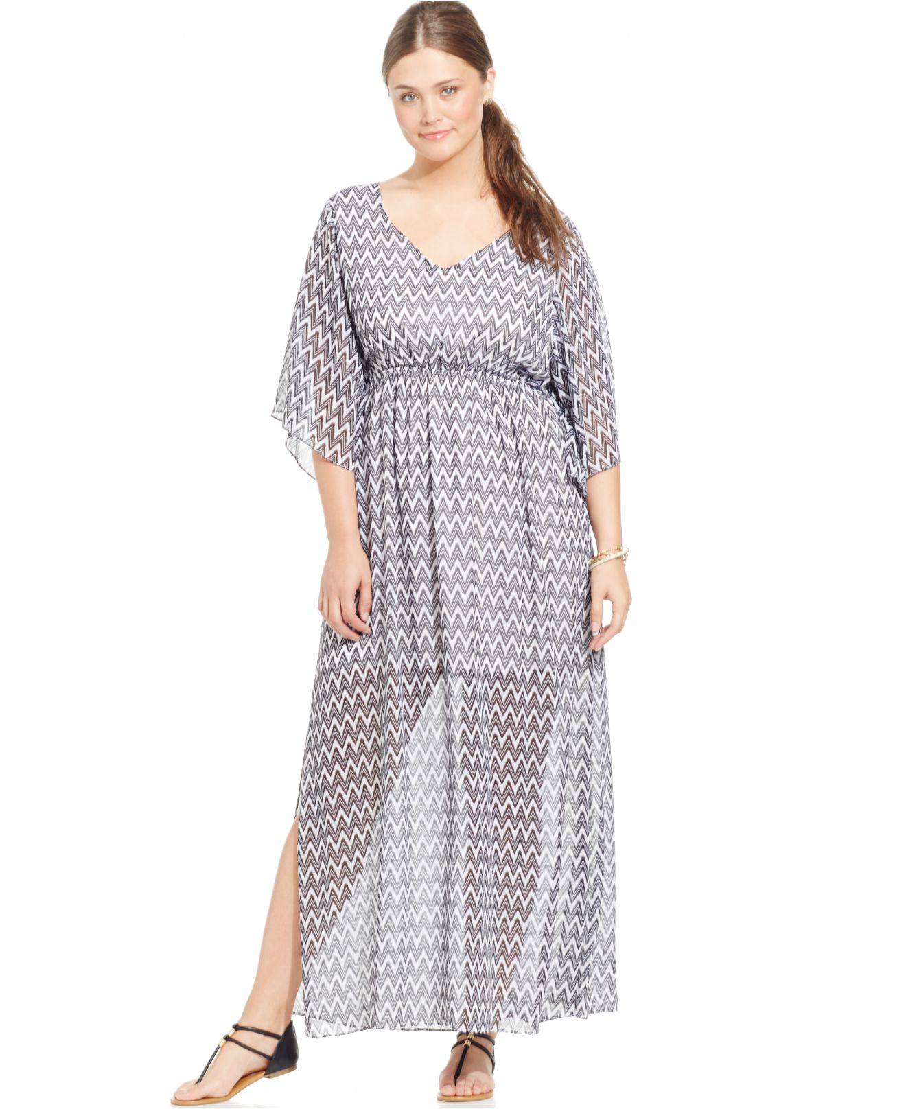 Soprano Plus Size Sheer Hem Maxi Dress In Gray Lyst 2417