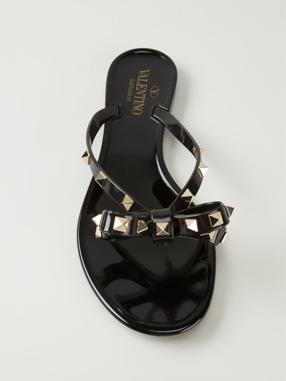 Lyst Valentino  Rockstud Noir Flip Flops in Black