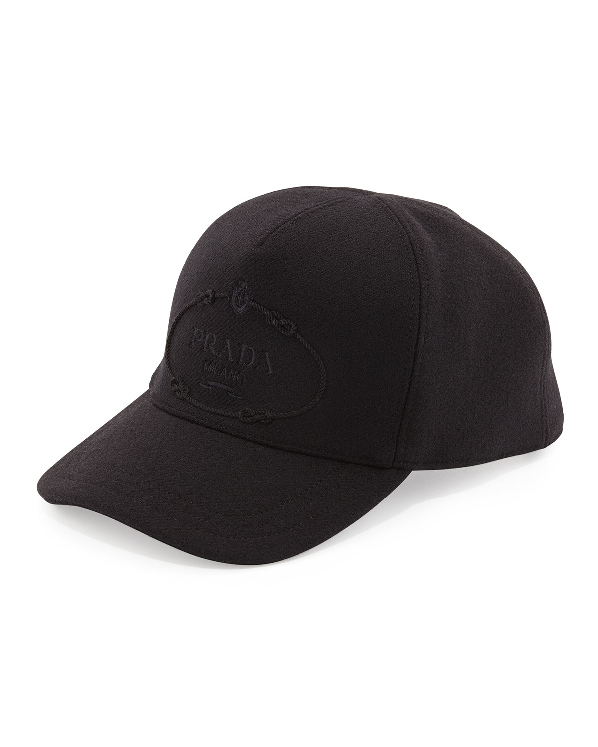 Prada Wool Logo Baseball Cap in Black | Lyst