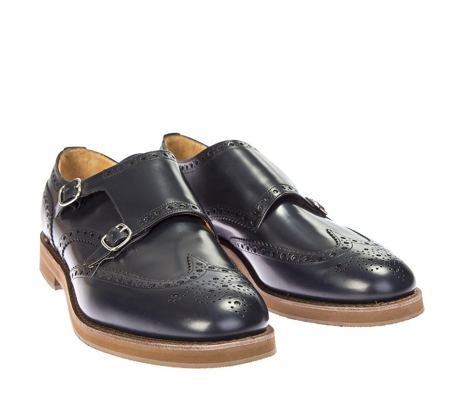 Lyst Church�s Blue Leather Monkstrap Shoes in Blue for Men