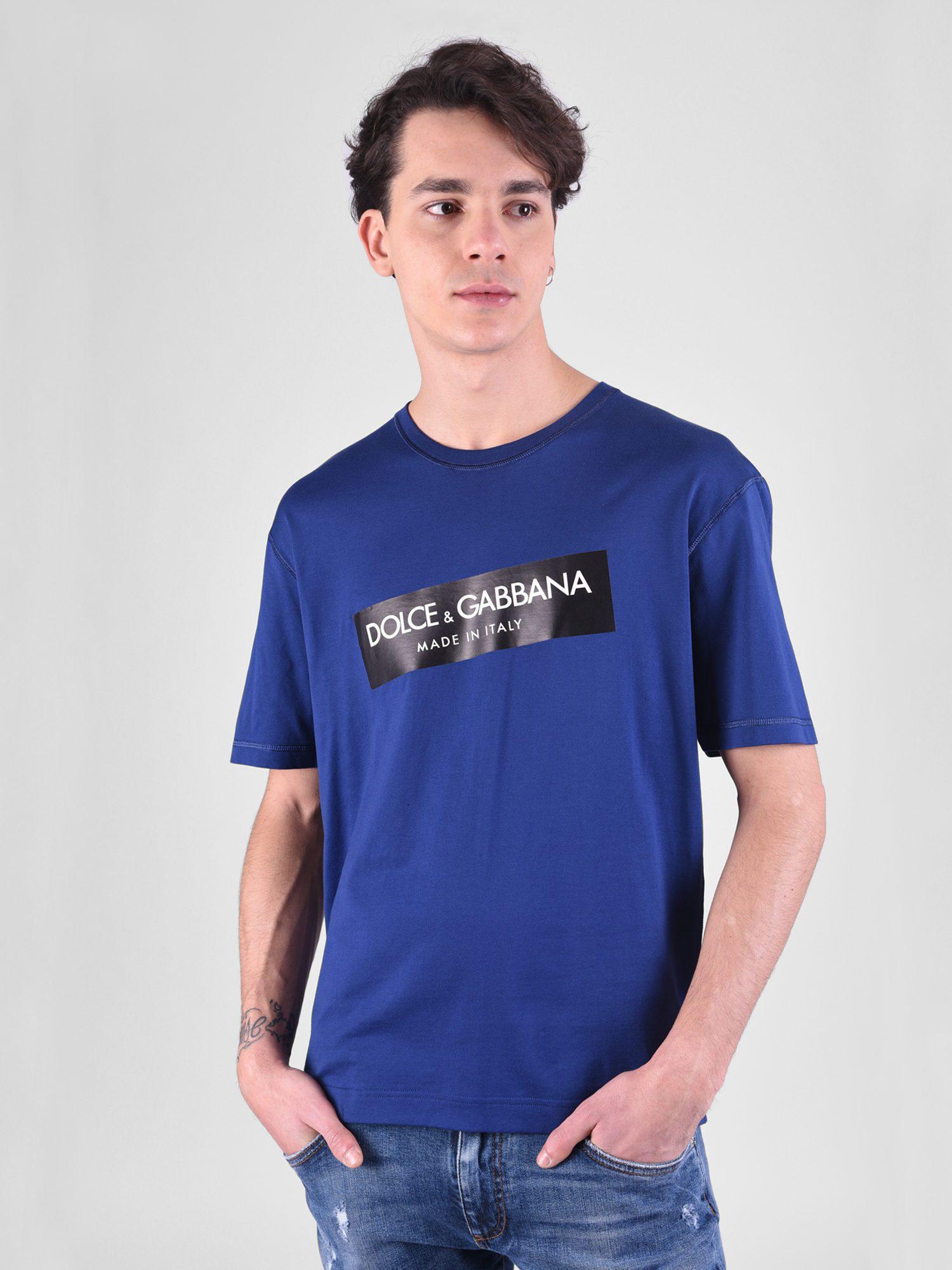 Lyst - Dolce & Gabbana Printed Cotton T-shirt in Blue for Men