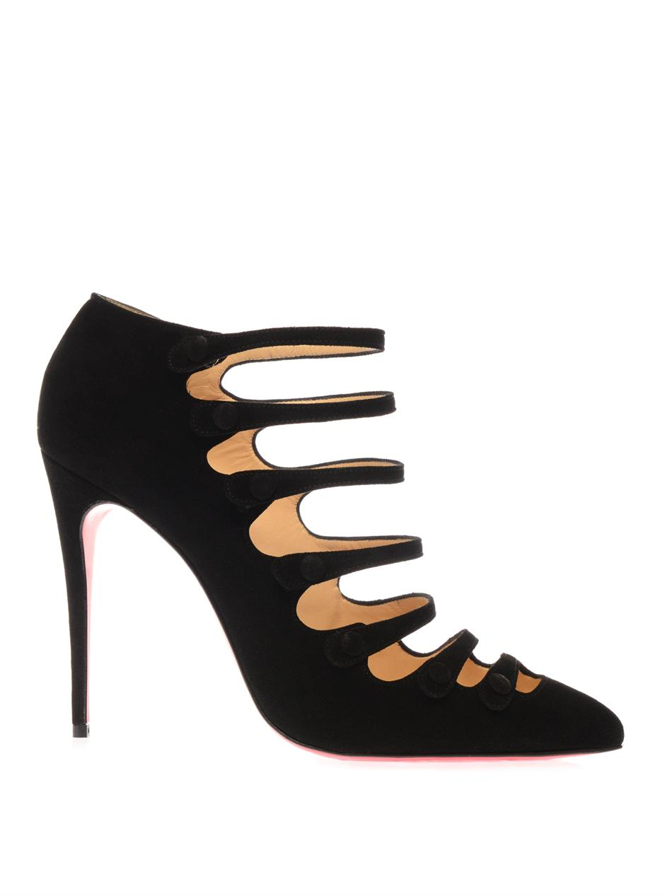 Christian louboutin Viennana 100Mm Suede Ankle Boots in Black | Lyst