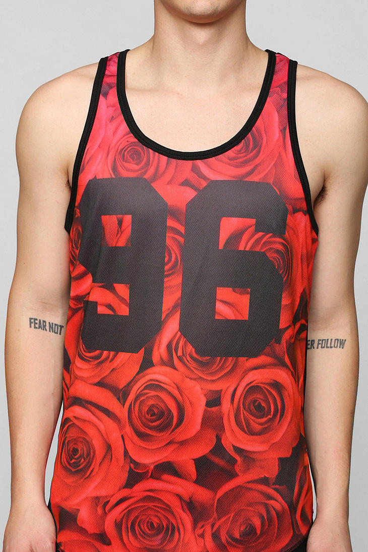 Urban outfitters Floral 96 Mesh Tank Top in Red for Men | Lyst