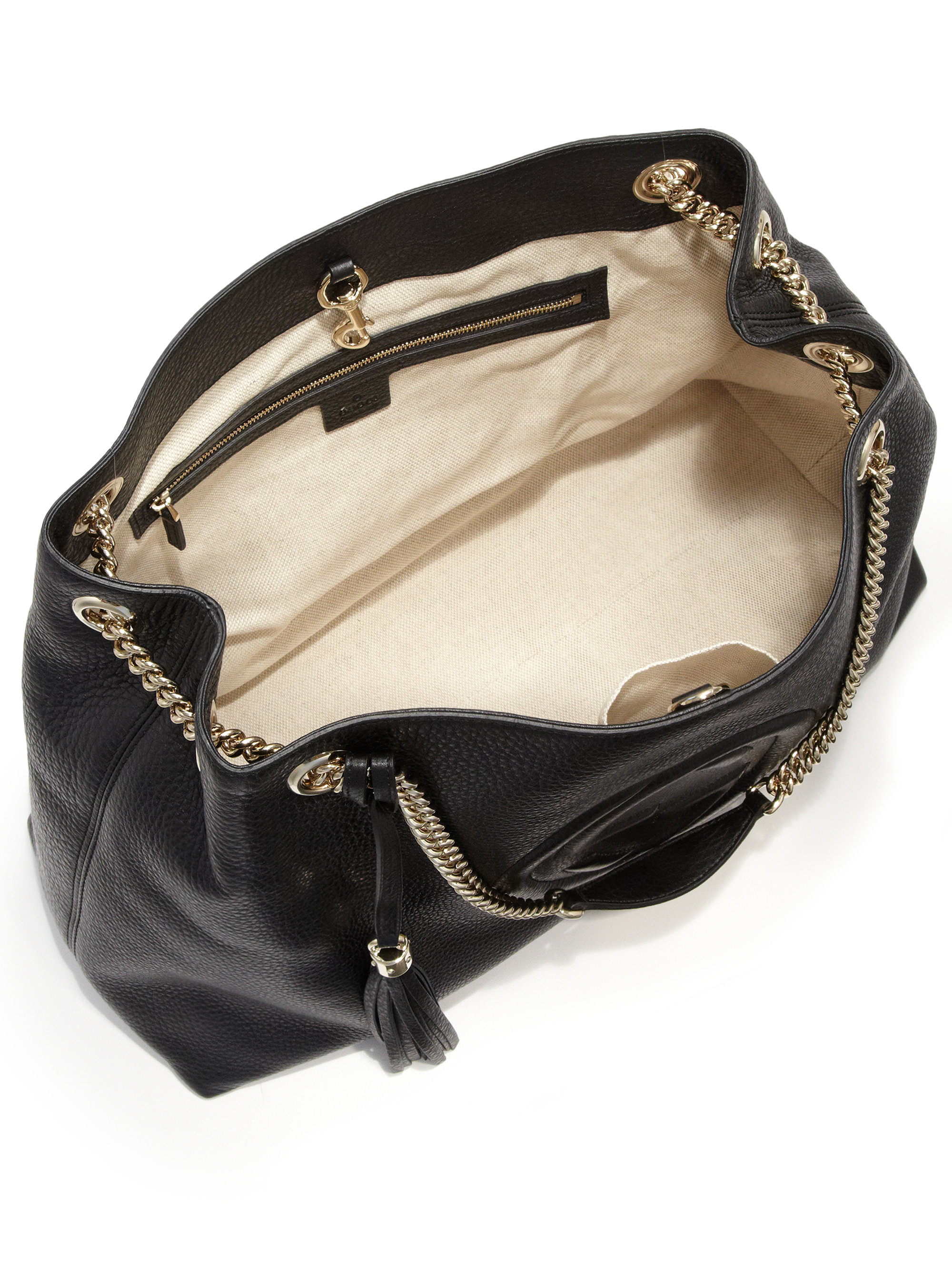 Lyst - Gucci Soho Leather Large Shoulder Bag in Black