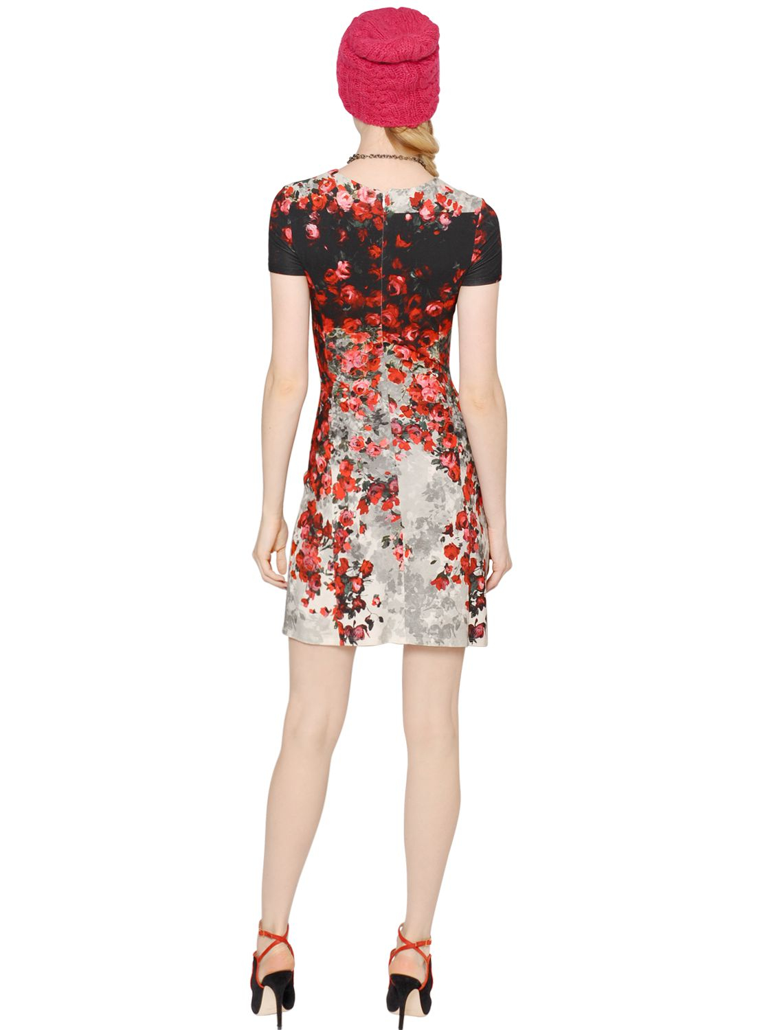 Lyst - Blugirl Blumarine Floral Print Viscose Jersey A Line Dress in Red Gallery