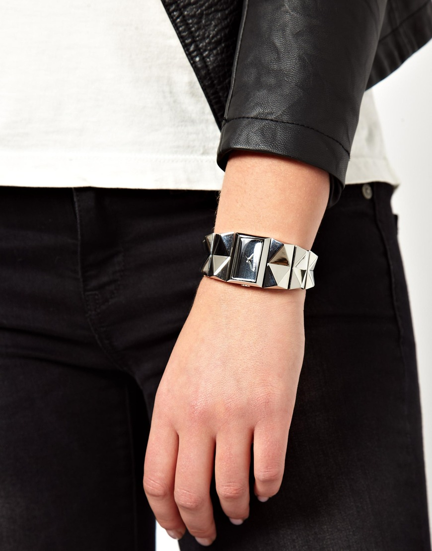 Karl Lagerfeld Stainless Steel Spike Strap Watch in Metallic - Lyst