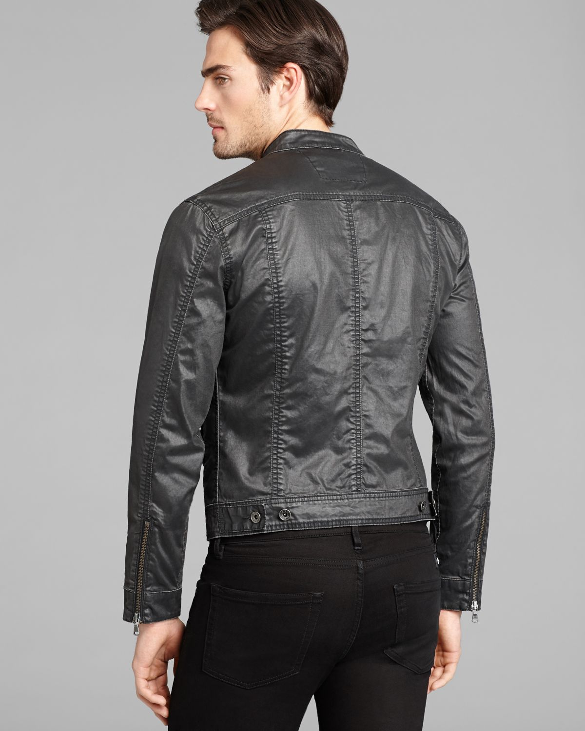 John varvatos Usa Denimstyle Leather Jacket in Black for Men | Lyst