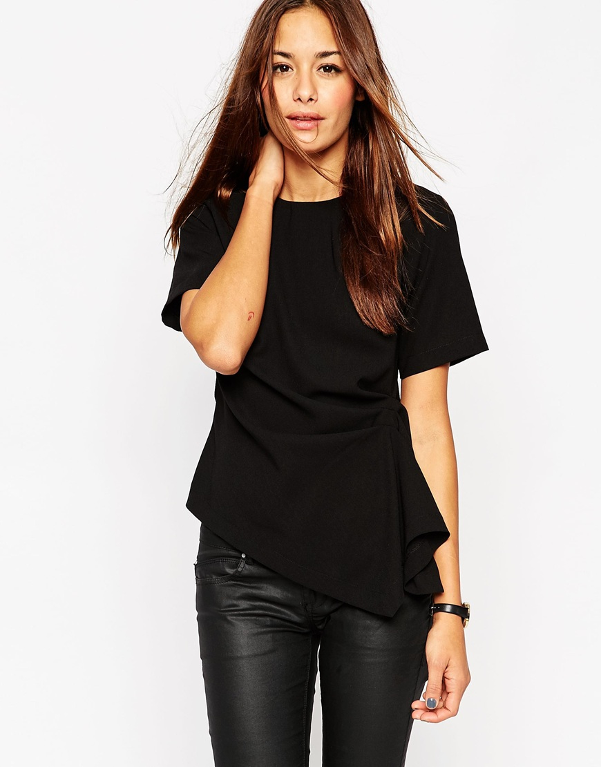 Asos Origami Structured T-shirt in Black | Lyst