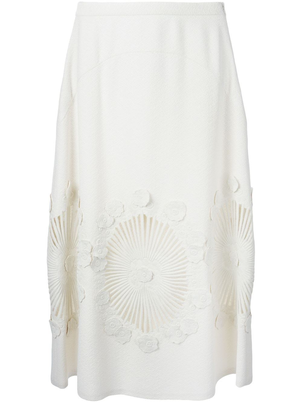 White Pattern Flared Skirt | rochas laser cut pattern flared skirt in beige white lyst White Pattern Flared Skirt | rochas laser cut pattern flared skirt in beige white lyst