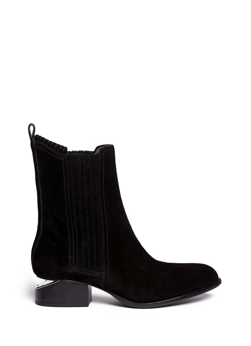 Lyst - Alexander Wang 'anouck' Cutout Heel Suede Chelsea Boots in Black