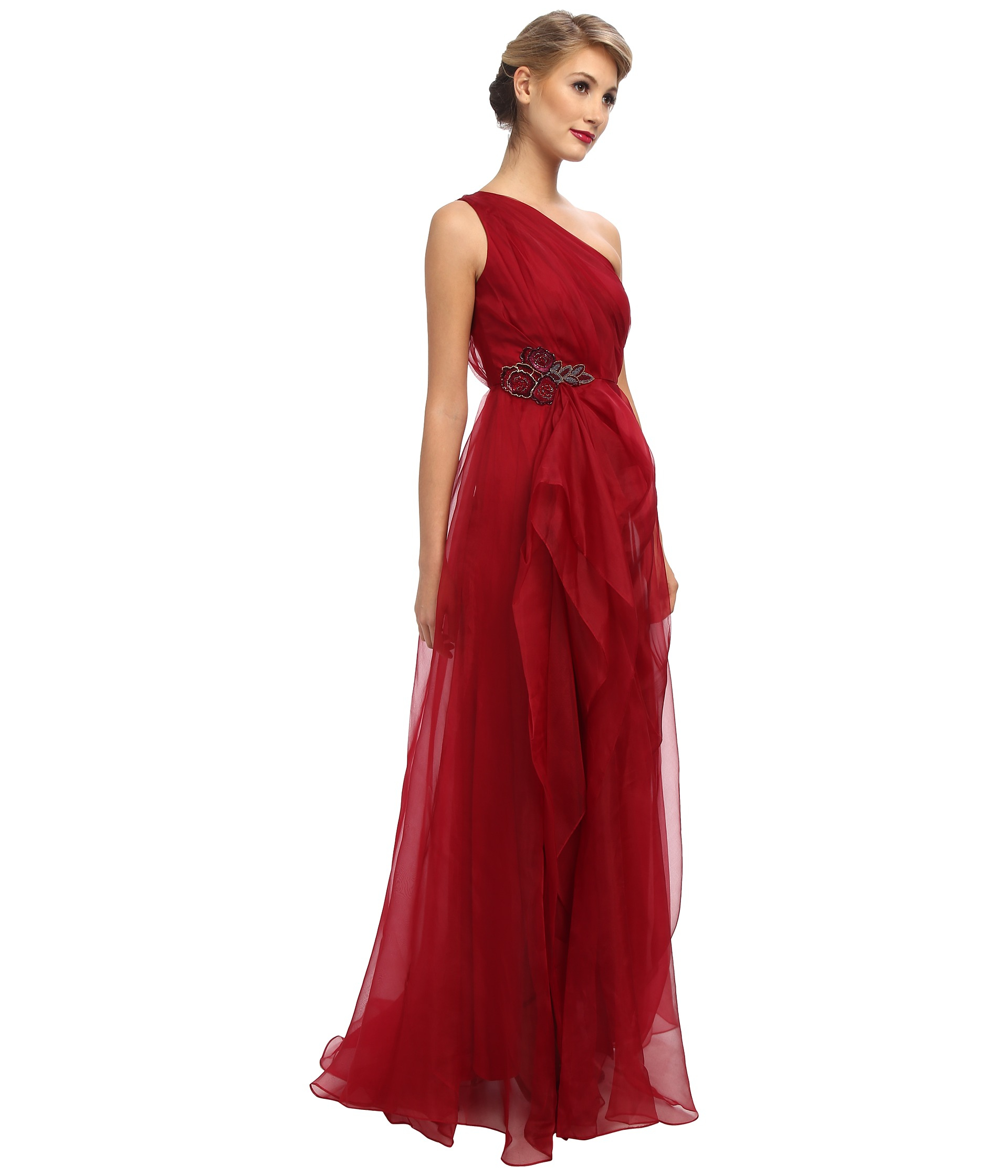 red organza dress