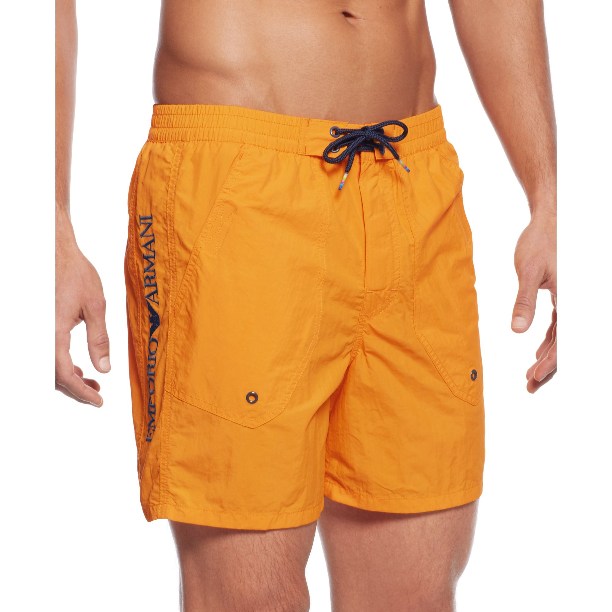 Emporio Armani Boxer Swim Shorts in Orange for Men | Lyst