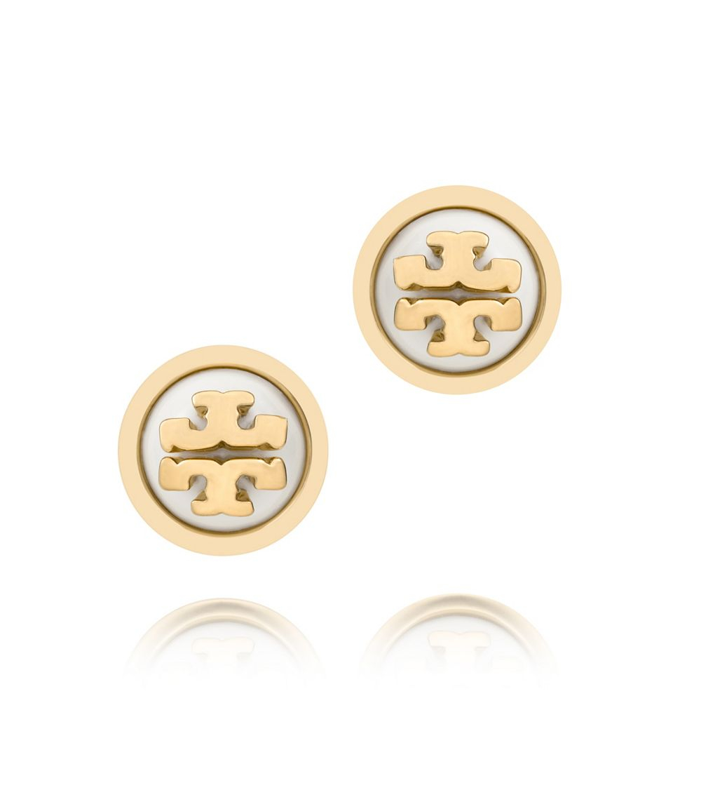 Lyst Tory Burch Melo Stud Earring In Metallic Gallery