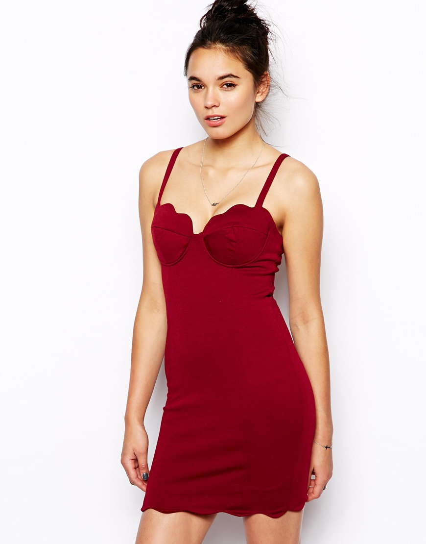 Lyst - Glamorous Scallop Bustier Dress in Red