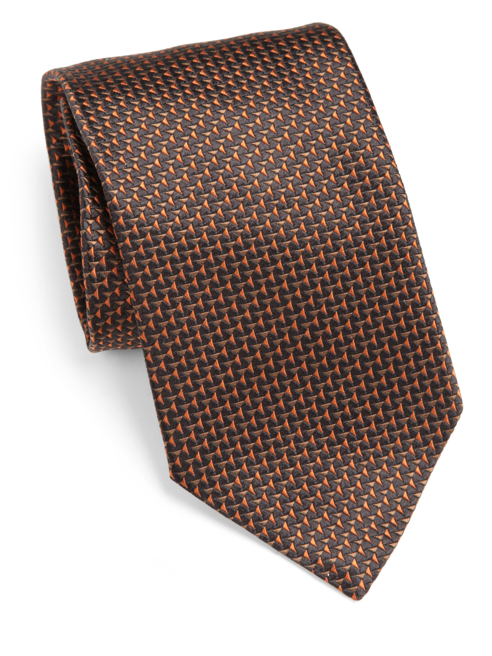 Armani Triangle Silk Tie in Brown for Men | Lyst