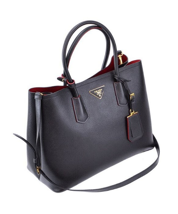 Prada Saffiano Cuir Leather Tote in Black | Lyst