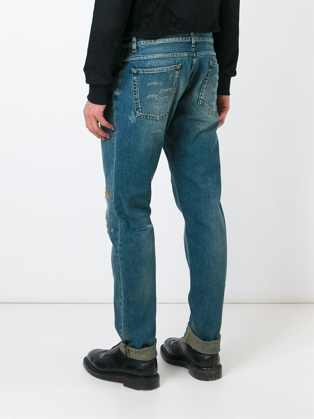 blue tapered jeans