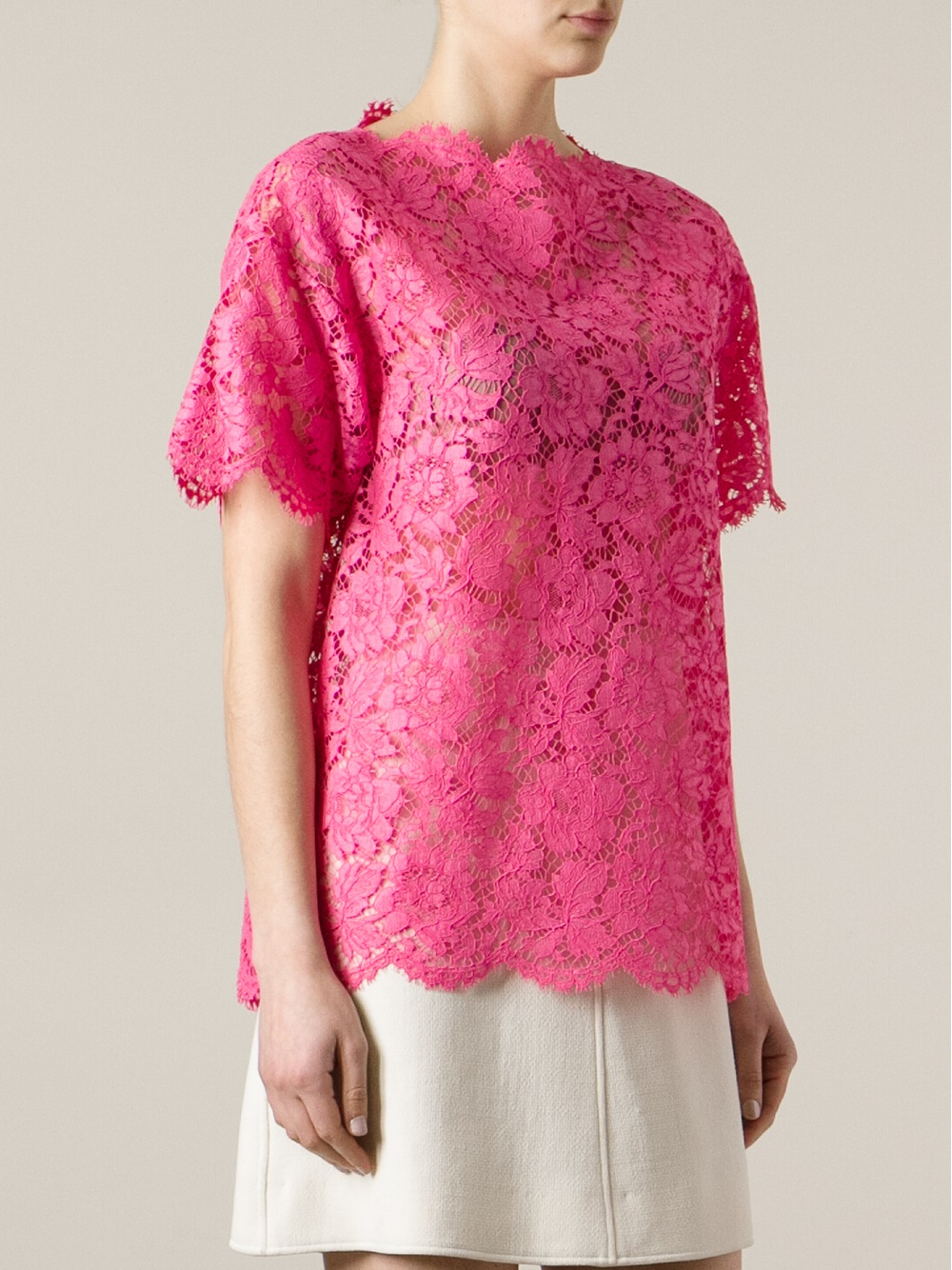 Lyst - Valentino Lace Tshirt in Pink