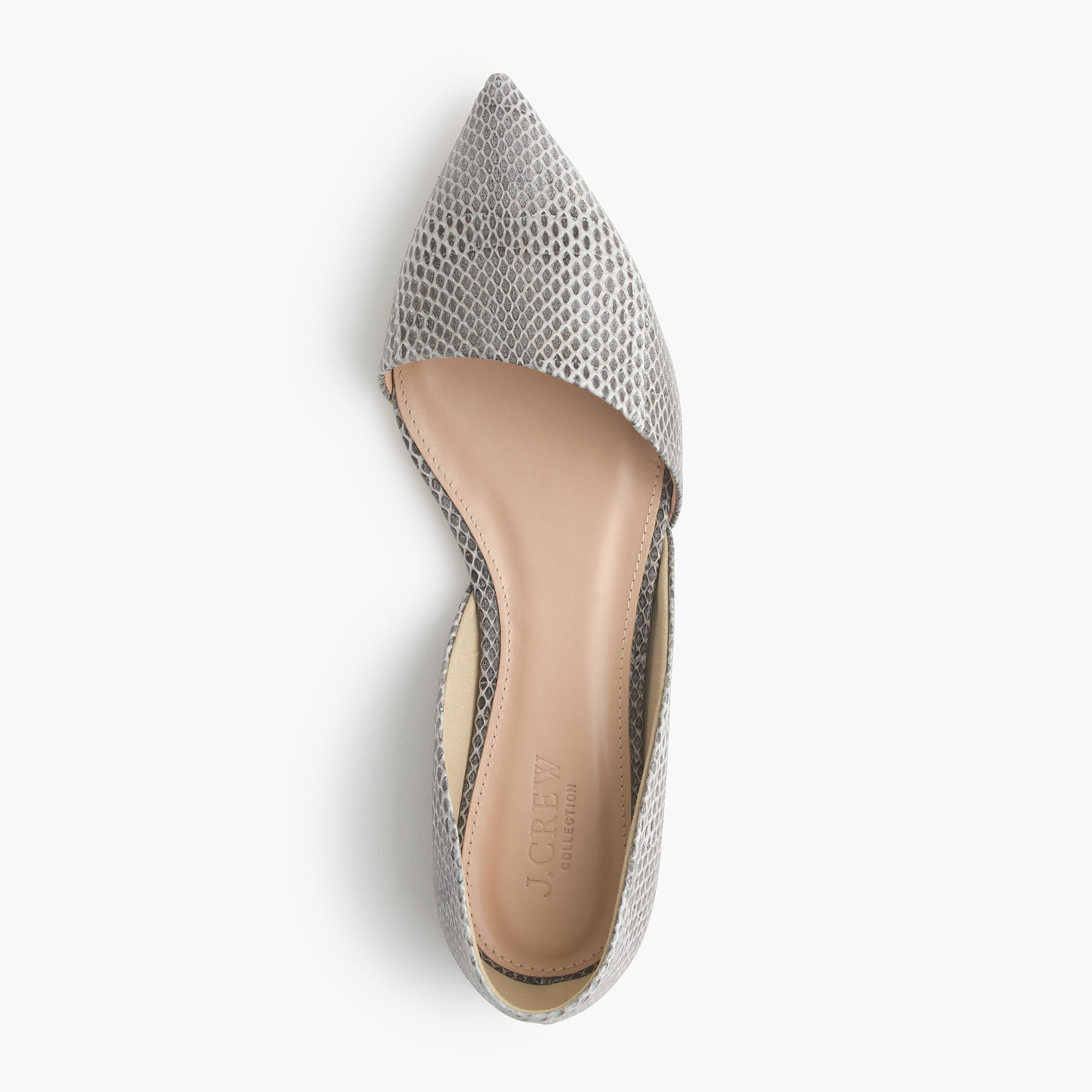 J.crew Collection Sloan Snakeskin D'orsay Flats in Gray | Lyst