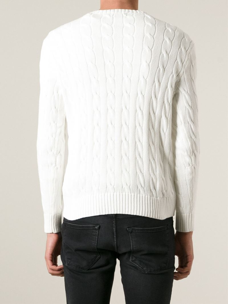 Lyst - Polo Ralph Lauren Cable Knit Sweater in White for Men