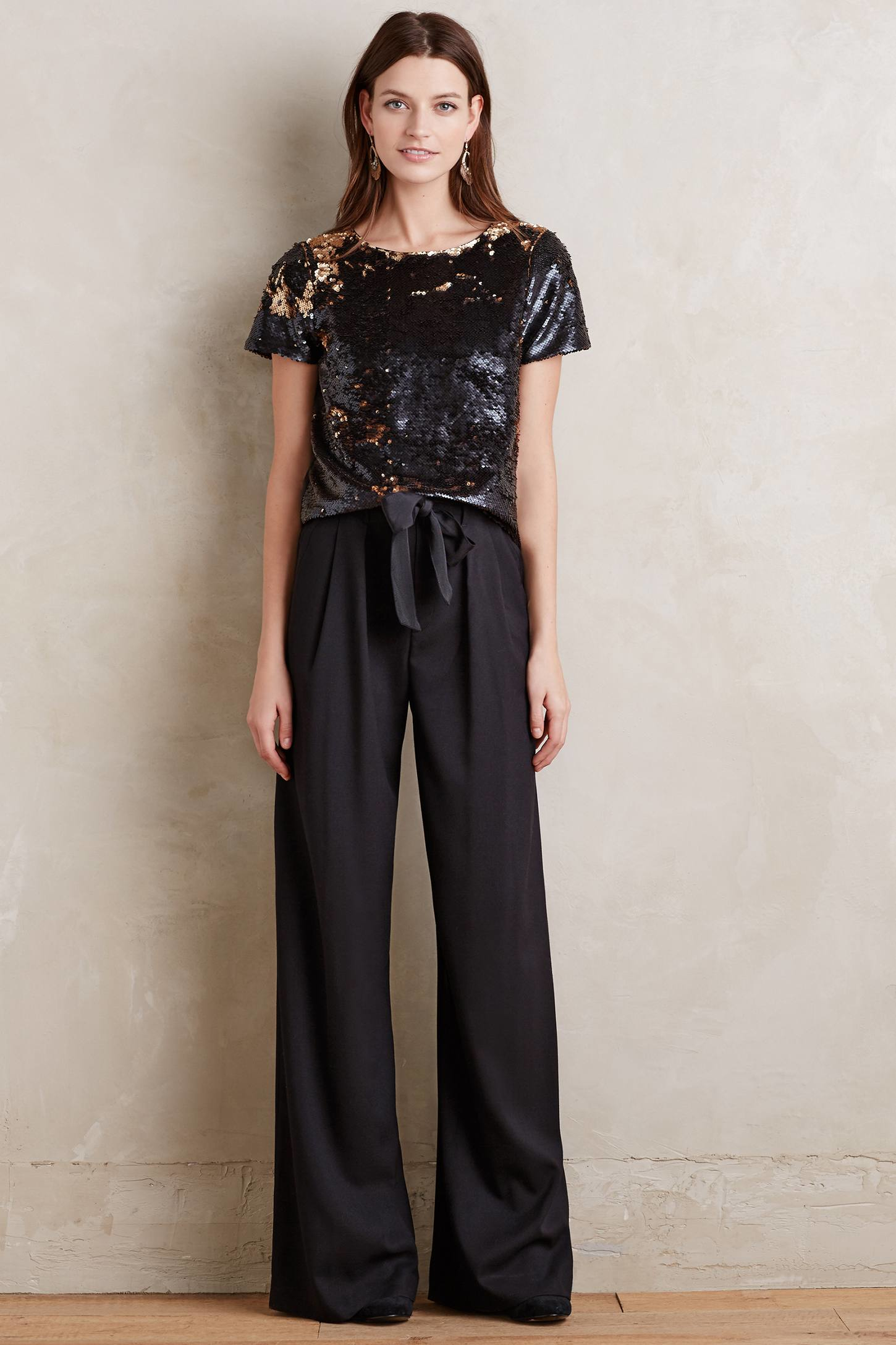 wide leg black dress pants