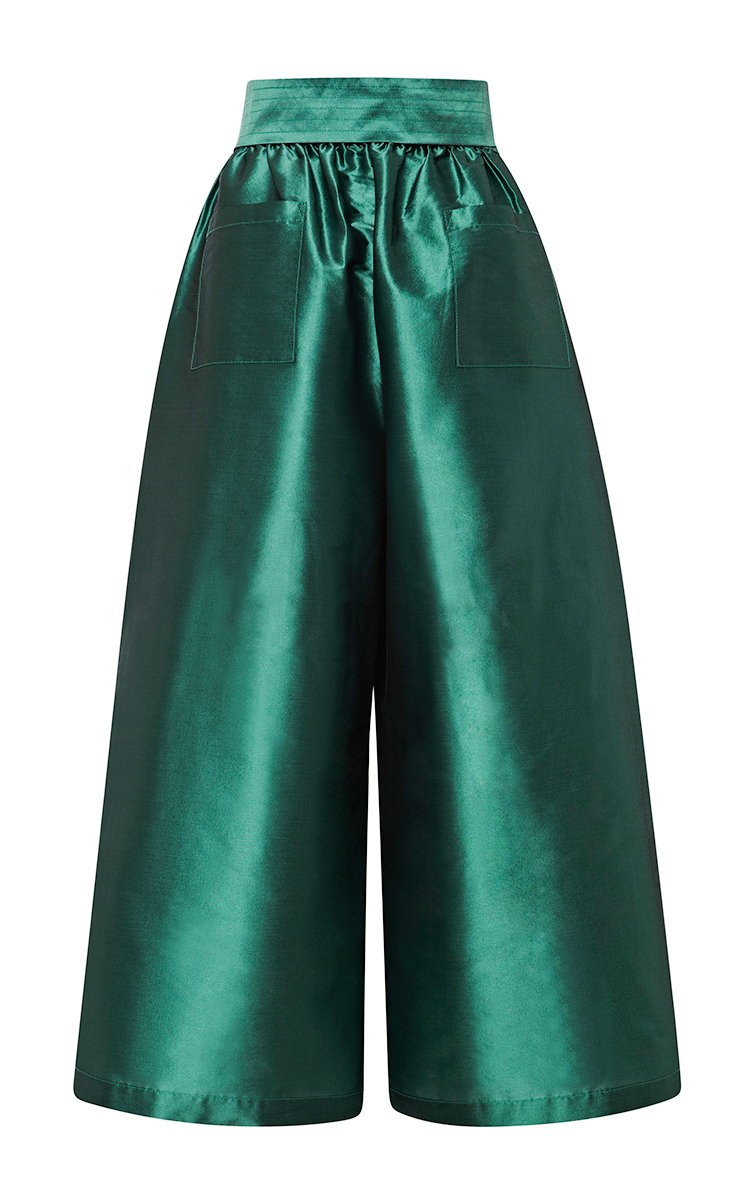 Lyst - Tome Cropped Taffeta Wide-Leg Pants in Green