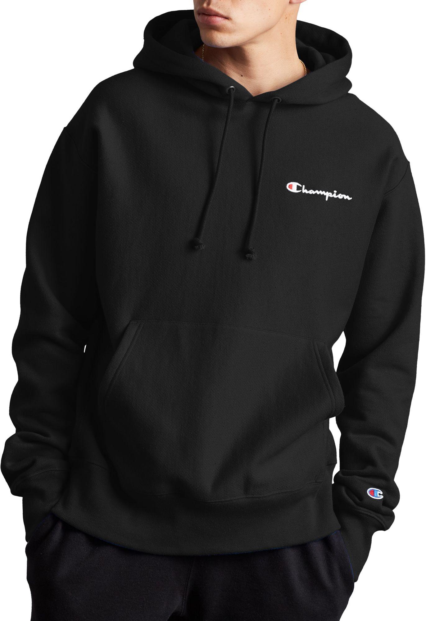 Champion Fleece Reverse Weave Logo Hoodie in Black for Men - Save 22% ...