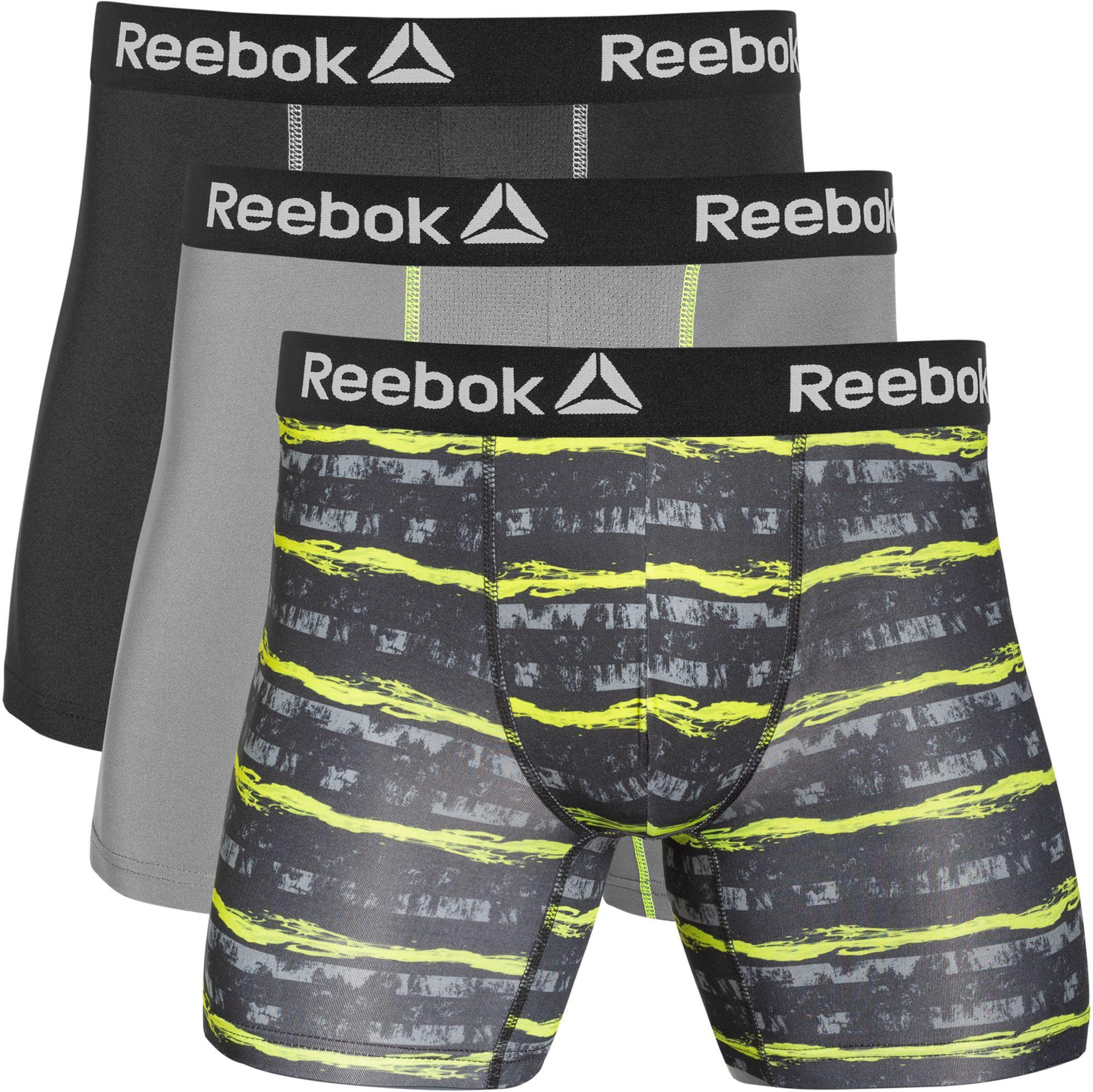 Reebok Performance 6'' Boxer Briefs 3 Pack in Black/Neon Lime (Black