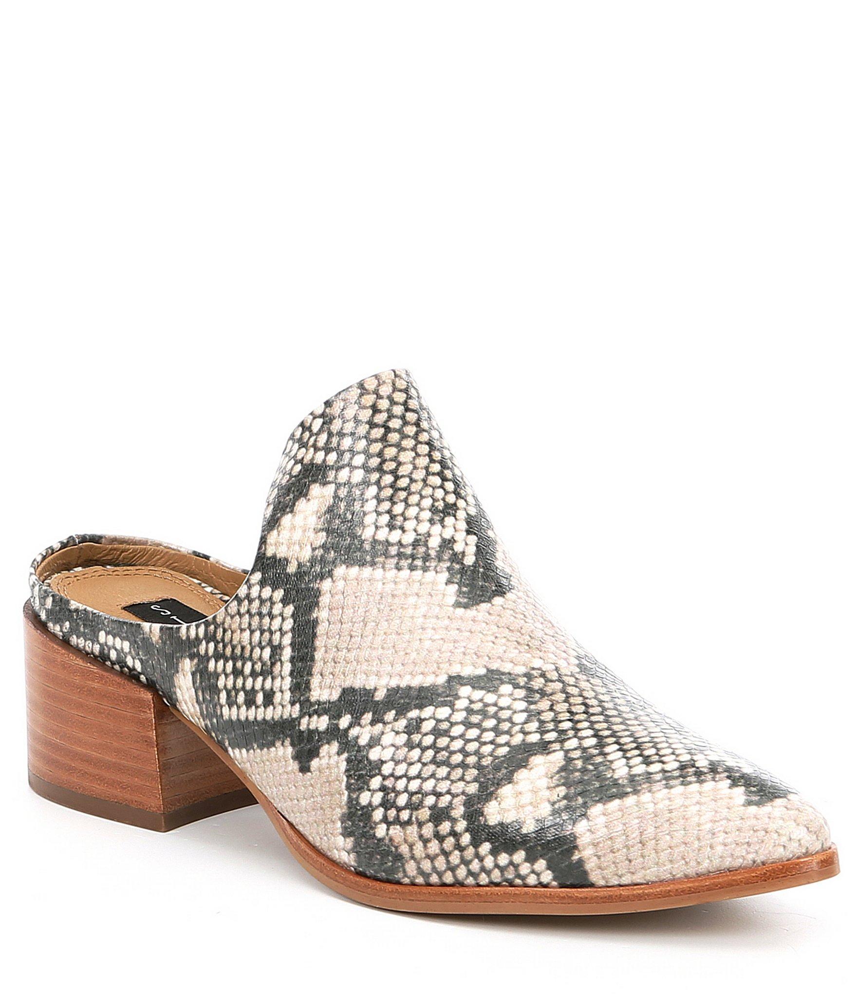 Lyst Steve Madden Steven By Dakota Snake Print Leather Block Heel Mules